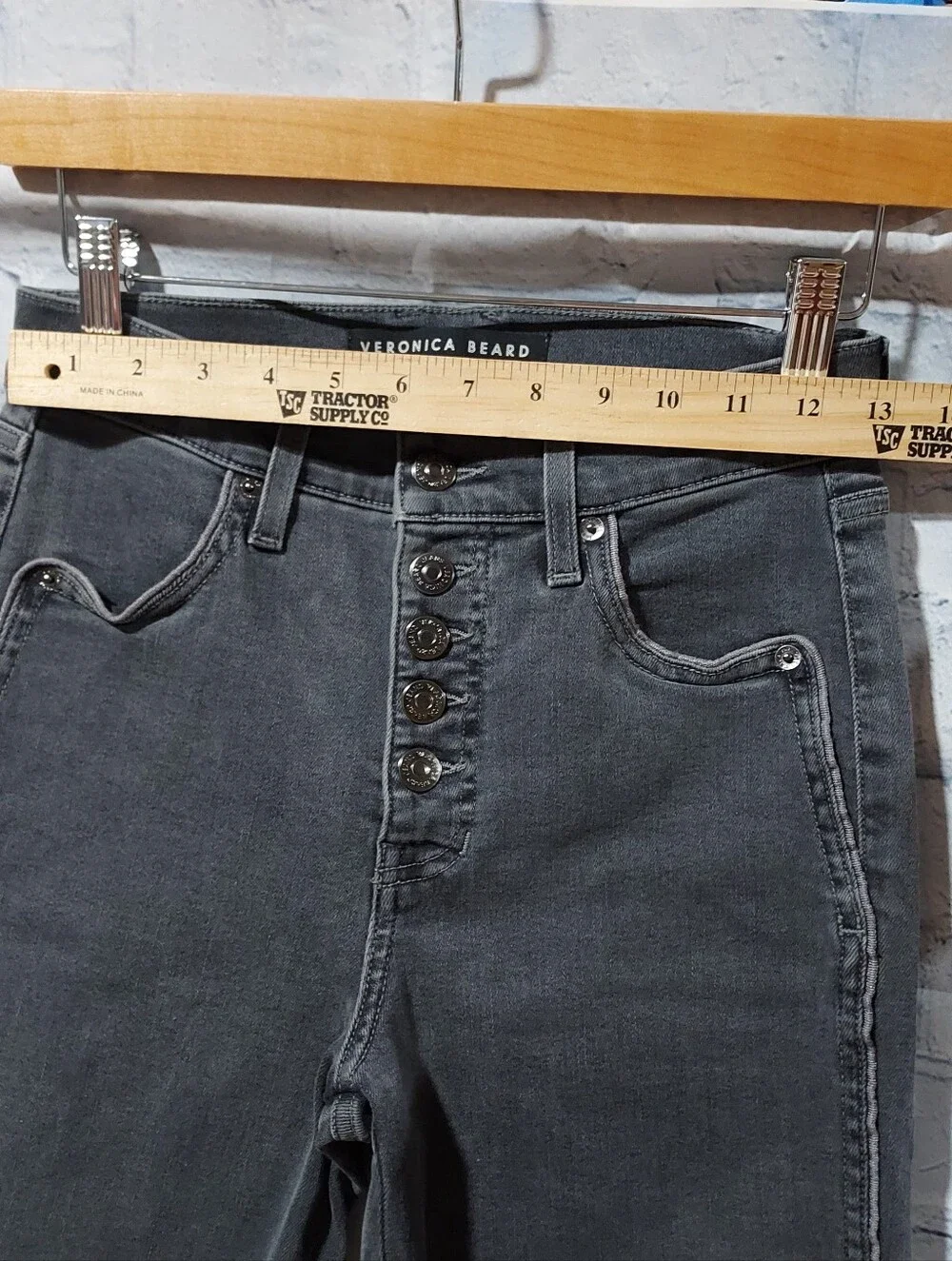 Veronica Beard Jeans 26/2 Debbie Skinny High Rise 5 Button Fly Distressed Hem